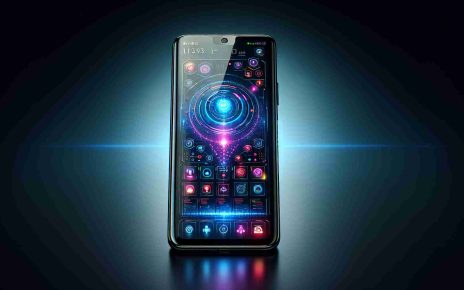 Create a hyper-realistic image of a cutting-edge smartphone. The device should pristinely elegant, and exceptionally advanced. The screen displays a vibrant interface of an artificial intelligence application, visualized with icons and infographics that suggest its complexity and sophistication. Preferably, the smartphone has a sleek black body, with an edge-to-edge screen and multiple high-tech cameras on the back. The overall aesthetic should indicate its high-tech nature and the revolutionary AI technology integrated within it.