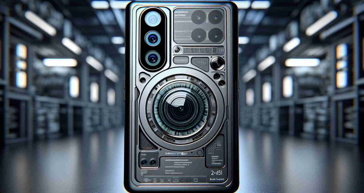 Generate a conceptual image of a futuristic smartphone, described as slim and sleek, with a suggestive name such as 'Galaxy S25'. This device is rumored to feature revolutionary camera technology, capturing the anticipation and imagination of tech enthusiasts around the globe. Orientation is in portrait mode. The back camera is distinctly impressive, inviting further exploration with a multitude of lenses artistically arranged. The device exudes state-of-the-art technology and the potential for taking photography to the next level. Please avoid all branding, creating a generic device instead.