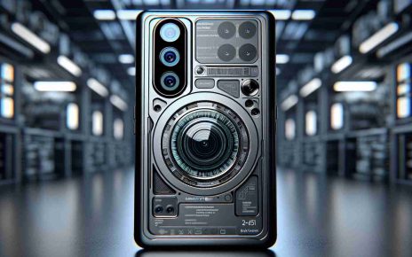 Generate a conceptual image of a futuristic smartphone, described as slim and sleek, with a suggestive name such as 'Galaxy S25'. This device is rumored to feature revolutionary camera technology, capturing the anticipation and imagination of tech enthusiasts around the globe. Orientation is in portrait mode. The back camera is distinctly impressive, inviting further exploration with a multitude of lenses artistically arranged. The device exudes state-of-the-art technology and the potential for taking photography to the next level. Please avoid all branding, creating a generic device instead.